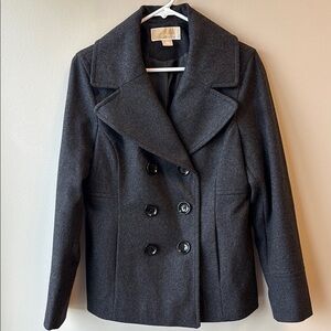 MICHAEL Michael Kors Gray Peacoat with Notched Lapels